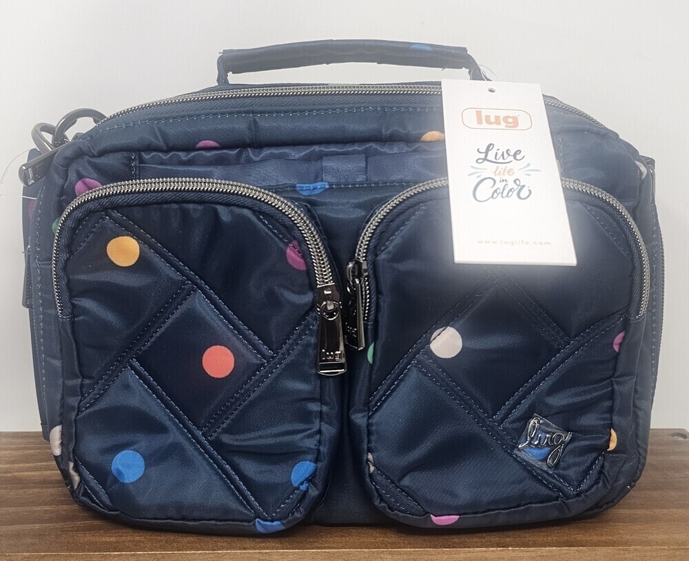 NWT Lug Rider Women's Navy Multidots Crossbody Bag Purse
